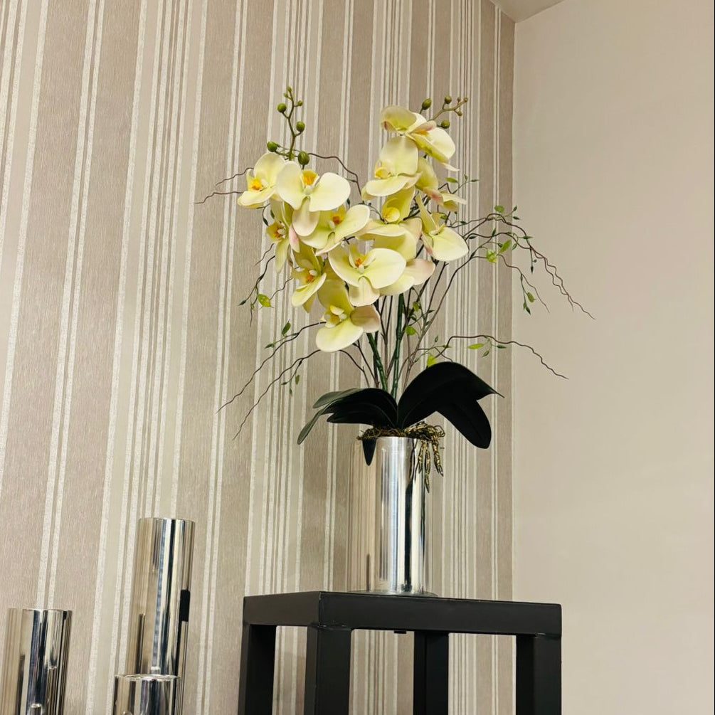 Orquideario Premium de Toque Real – Phalaenopsis en Base Alta Espejo